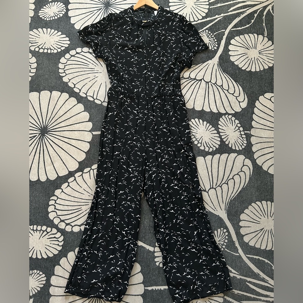 ett:twa by Anthropologie wide leg bird print jumpsuit